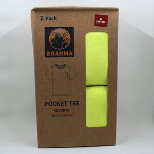 2 Pack Men's NWT Brahma Medium 38-40 Yellow Relaxed Fit Pocket Tee Shirt